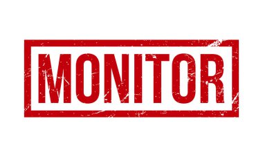 Rubber Stamp 'i izle. Kırmızı Monitör Rubber Grunge Mühür Vektör İllüstrasyonu