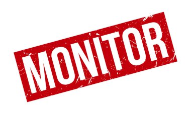 Rubber Stamp 'i izle. Kırmızı Monitör Rubber Grunge Mühür Vektör İllüstrasyonu