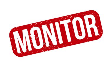 Rubber Stamp 'i izle. Kırmızı Monitör Rubber Grunge Mühür Vektör İllüstrasyonu