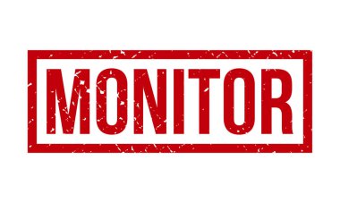 Rubber Stamp 'i izle. Kırmızı Monitör Rubber Grunge Mühür Vektör İllüstrasyonu