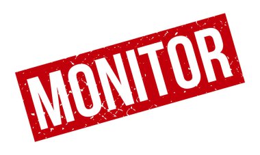 Rubber Stamp 'i izle. Kırmızı Monitör Rubber Grunge Mühür Vektör İllüstrasyonu