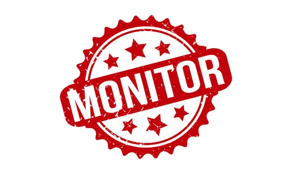 Monitor Sello Goma Sello Sello Grunge Goma Monitor Rojo Vector — Archivo Imágenes Vectoriales