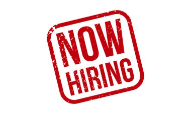 Şimdi Lastik Damga 'yı işe alıyorum. Kırmızı Şimdi Kiralayan Lastik Grunge Damga Mühür Vektör Çizimi