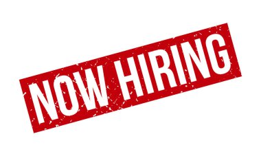 Şimdi Lastik Damga 'yı işe alıyorum. Kırmızı Şimdi Kiralayan Lastik Grunge Damga Mühür Vektör Çizimi