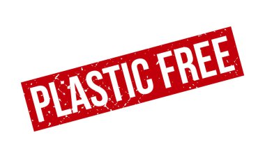 Plastik Beleş Lastik Damga. Kırmızı Plastiksiz Kauçuk Grunge Mühür Vektör İllüstrasyonu