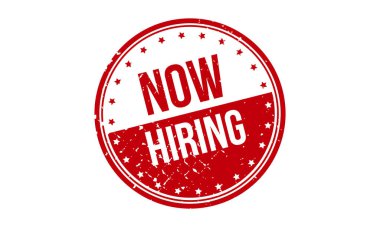 Şimdi Lastik Damga 'yı işe alıyorum. Kırmızı Şimdi Kiralayan Lastik Grunge Damga Mühür Vektör Çizimi