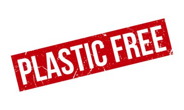 Plastik Beleş Lastik Damga. Kırmızı Plastiksiz Kauçuk Grunge Mühür Vektör İllüstrasyonu