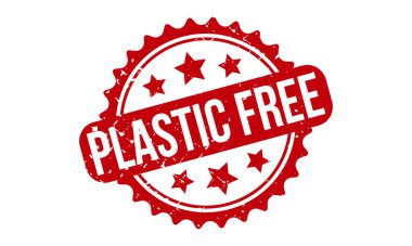 Plastik Beleş Lastik Damga. Kırmızı Plastiksiz Kauçuk Grunge Mühür Vektör İllüstrasyonu