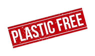 Plastik Beleş Lastik Damga. Kırmızı Plastiksiz Kauçuk Grunge Mühür Vektör İllüstrasyonu