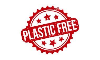 Plastik Beleş Lastik Damga. Kırmızı Plastiksiz Kauçuk Grunge Mühür Vektör İllüstrasyonu