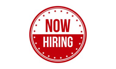 Şimdi Lastik Damga 'yı işe alıyorum. Kırmızı Şimdi Kiralayan Lastik Grunge Damga Mühür Vektör Çizimi