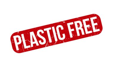 Plastik Beleş Lastik Damga. Kırmızı Plastiksiz Kauçuk Grunge Mühür Vektör İllüstrasyonu