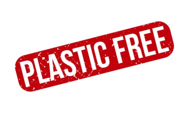 Plastik Beleş Lastik Damga. Kırmızı Plastiksiz Kauçuk Grunge Mühür Vektör İllüstrasyonu