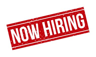 Şimdi Lastik Damga 'yı işe alıyorum. Kırmızı Şimdi Kiralayan Lastik Grunge Damga Mühür Vektör Çizimi