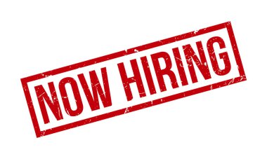 Şimdi Lastik Damga 'yı işe alıyorum. Kırmızı Şimdi Kiralayan Lastik Grunge Damga Mühür Vektör Çizimi