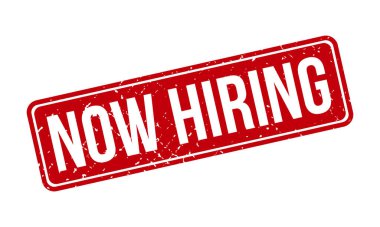 Şimdi Lastik Damga 'yı işe alıyorum. Kırmızı Şimdi Kiralayan Lastik Grunge Damga Mühür Vektör Çizimi