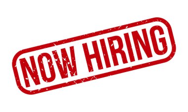 Şimdi Lastik Damga 'yı işe alıyorum. Kırmızı Şimdi Kiralayan Lastik Grunge Damga Mühür Vektör Çizimi