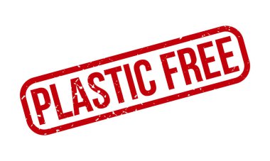 Plastik Beleş Lastik Damga. Kırmızı Plastiksiz Kauçuk Grunge Mühür Vektör İllüstrasyonu