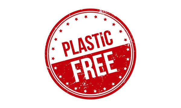 Plastic Free Rubber Stempel Red Plastic Free Rubber Grunge Stempel — Stockvektor