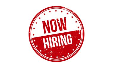 Şimdi Lastik Damga 'yı işe alıyorum. Kırmızı Şimdi Kiralayan Lastik Grunge Damga Mühür Vektör Çizimi