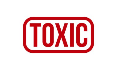 Zehirli Kauçuk Damgası. Kırmızı Toksik Kauçuk Grunge Mühür Vektör Çizimi