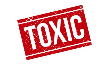Zehirli Kauçuk Damgası. Kırmızı Toksik Kauçuk Grunge Mühür Vektör Çizimi