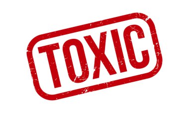 Zehirli Kauçuk Damgası. Kırmızı Toksik Kauçuk Grunge Mühür Vektör Çizimi