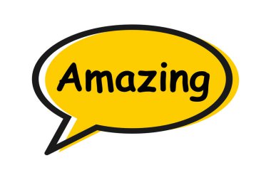 Harika bir konuşma balonu. Siyah ve sarı konuşma köpüğü. İnanılmaz Balon Konuşması - Vektör