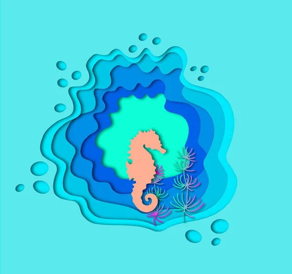 Hippocampe Sur Fond Une Grotte Sous Marine Bleue — Photo
