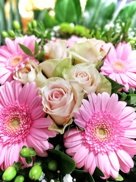 Fiori Rosa Whit Rosa Matrimonio Decorazione Bouquet — Foto Stock