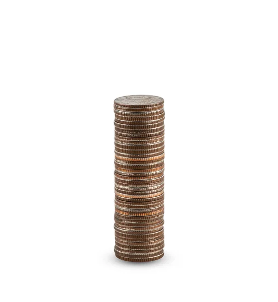 Montones Monedas Como Gráfico Aislado Sobre Fondo Blanco Con Ruta — Foto de Stock