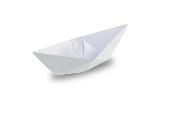 Origami Barco Papel Barco Aislado Sobre Fondo Blanco Con Ruta —  Fotos de Stock