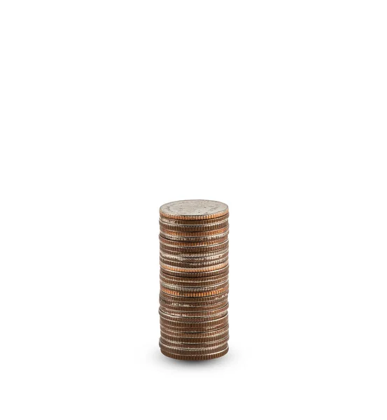 Coin Stacks Graph Isolated White Background Clipping Path — Stock Photo, Image