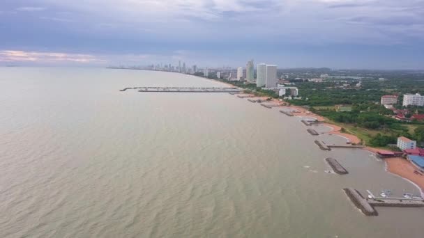 Sonnenuntergang Luftaufnahme Pattaya Strand Von Ban Amphur Strand Sattahip Chonburi — Stockvideo