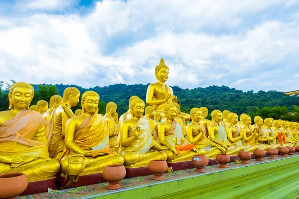 Arany Nagy Buddha Szobor Között Kis 1250 Buddha Szobor Makha — Stock Fotó