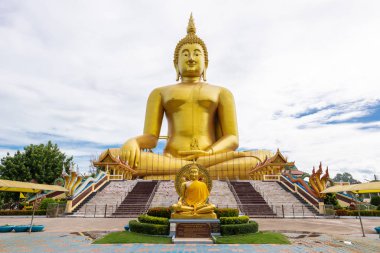 Büyük altın Buddha statue Wat Muang Tapınağı landmark angthong il, Tayland, toplayan