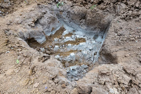 Pfahlbohrungen Betonpfahl — Stockfoto