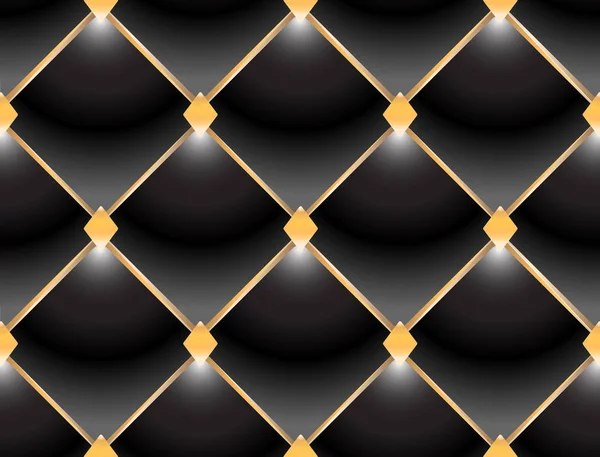 エレガントなキルト パターン Vip 黒と金の糸高級高価な概念装飾的な室内装飾の柔らかな質感の背景 — ストックベクタ