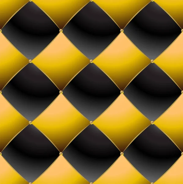 Achtergrond Van Elegante Gewatteerd Patroon Vip Zwarte Gele Draad Luxe — Stockvector