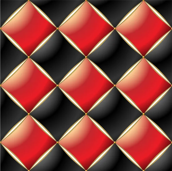 Background Elegant Quilted Pattern Vip Red Black Gold Line Thread — Stock Vector