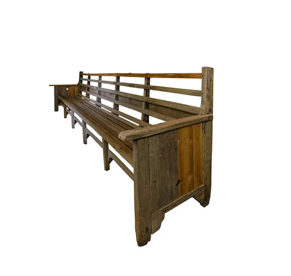 Stara drewniana ławka izolowana na białym tle — Zdjęcie stockowe