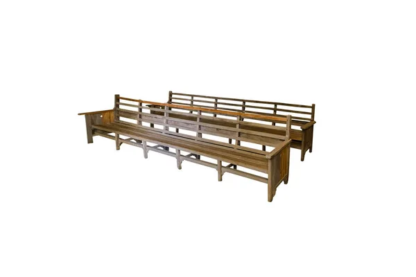 Vieux banc en bois isolé sur fond blanc — Photo