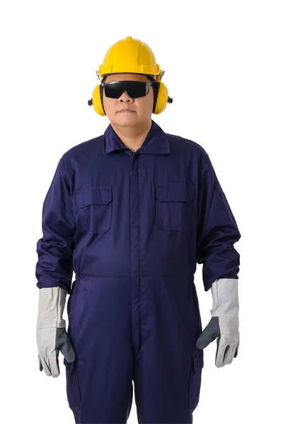 Portrait of a worker in Mechanic Jumpsuit isolated on white back — Stock Photo, Image