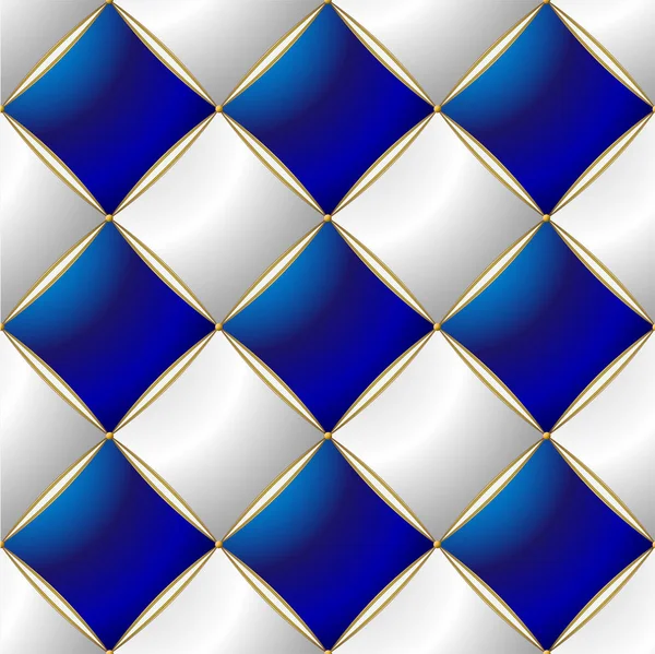 Fondo Elegante Acolchado Patrón Vip Azul Blanco Oro Línea Hilo — Vector de stock