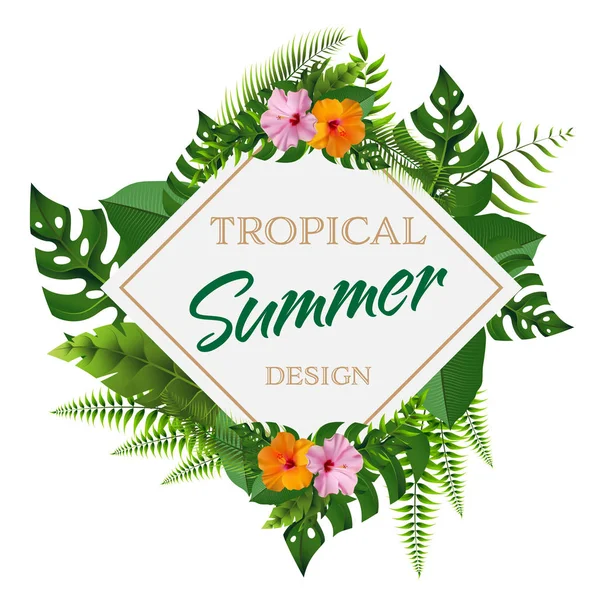 Trendy Summer Square Frame Flower Bouquet Design Vector Design Template — Archivo Imágenes Vectoriales