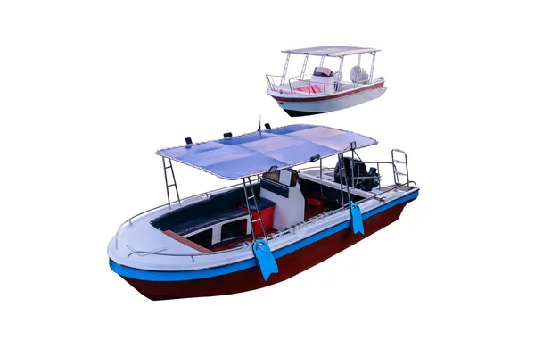 Turistický malý motorový člun izolovaný na bílém pozadí — Stock fotografie