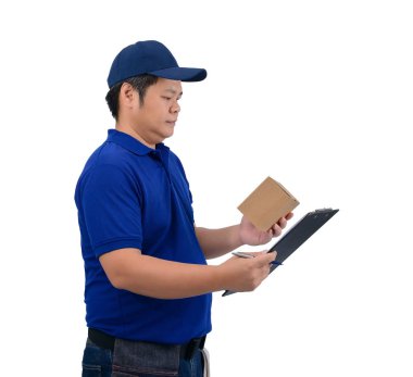 Asya teslimat adam çalışan mavi gömlek ile bel çanta için equi