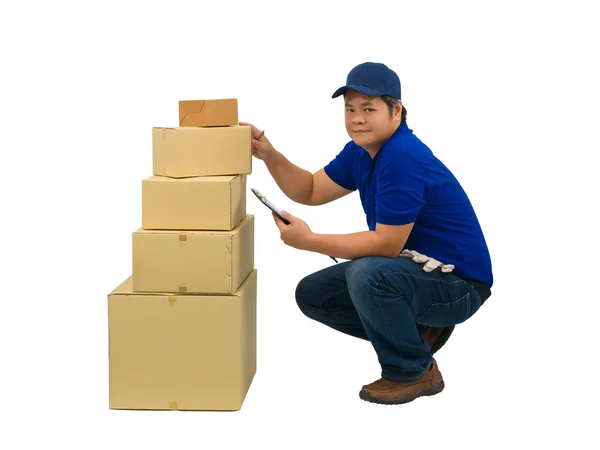 Asiático entrega hombre trabajando en azul camisa es chequeo o contando — Foto de Stock