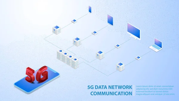 Devre Kartı Ile Veri Ağı Letişim Kablosuz Speed Internet Arka — Stok Vektör