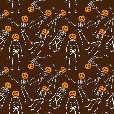 Kabak ile Dikişsiz Halloween Desen iskeletler